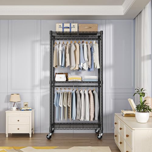 FUTASSI Heavy-Duty Portable Closet, 30"W x 14"D x 76"H, Black, Carbon Steel - color: Black, size: P1 Medium