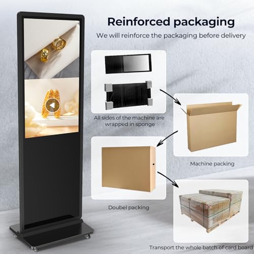 32/43/55/65 Inch Digital Signage Display, LCD Screen Advertising Display Kiosk Interactive Totem Floor Standing Auto AD Player with USB/HDMI/WiFi Android OS (32'' Non-Touch) - size: 32-Inch, style: NonTouch Screen