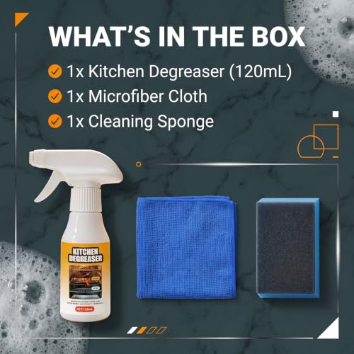 Kitchen Degreaser Spray, Grease Killer Spray for Grills, Heavy Duty Oven Cleaner, Remover Eliminates Tough Grease for Oven Stove BBQ Grills 120ml(2pc)