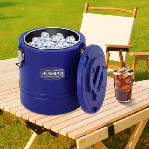15L/15.85Qt Insulated Soup Container Insulated Food Carrier Commercial Food Warmer Hot Box for Hot Cold Food Insulation Barrel Cooler Stainless Steel Lining w/Dust Cover for Restaurant Canteen - color: 15L-Blue