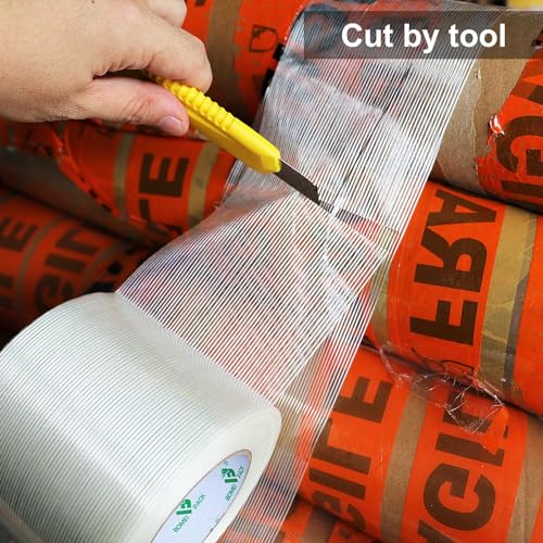 BOMEI PACK Wide Strapping Tape, 4Inch Heavy Duty Reinforced Packing Tape, Fiberglass Filament 60yds 5.5Mil - size: 100mm x 60y/1roll
