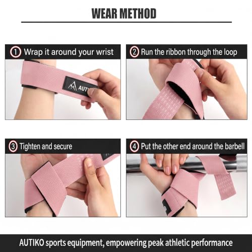 Lifting Straps for Weightlifting Padded Wrist Straps for Gym - color: PINK