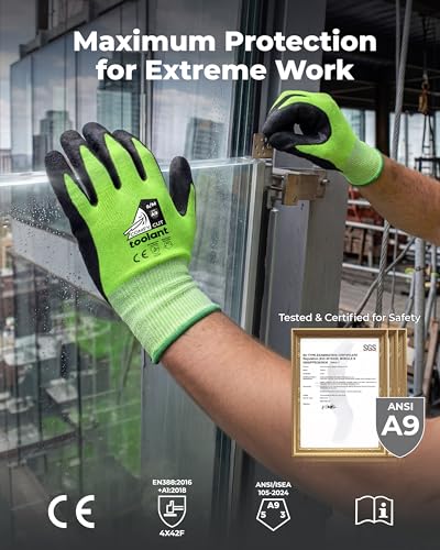 toolant ComfyCut A6 Cut Resistant Work Gloves, ANSI & EN388 Industrial Protection with Comfort, Fiberglass-Free, Touchscreen, Flexible Grip for Metal Fabrication, Manufacturing, Construction, Small - color: Black, size: Small