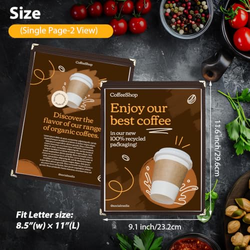 2Pcs 8.5 x 11" Menu Covers, 1 Page Transparent Restaurant Menu Cover - size: 1 Page