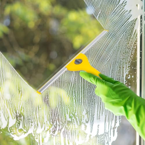 Professional Window Cleaning Kit with 3 Gallon Bucket, 6 Ft Long Handle Glasses Cleaner Squeegee with Spray Bottle and Scrubber for Home and Commercial Use, Car Windshield Washing Tool, Yellow - color: Yellow