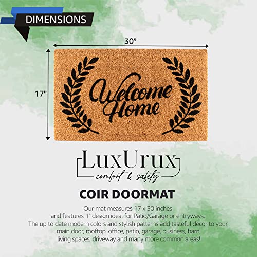LuxUrux Welcome Mats Outdoor Coco Coir Doormat, with Heavy-Duty PVC Backing - Natural - Perfect Color/Sizing for Outdoor/Indoor uses. (17 x 30 inch, Charcoal - Welcome Home) - color: Charcoal, size: 17'' x 30''
