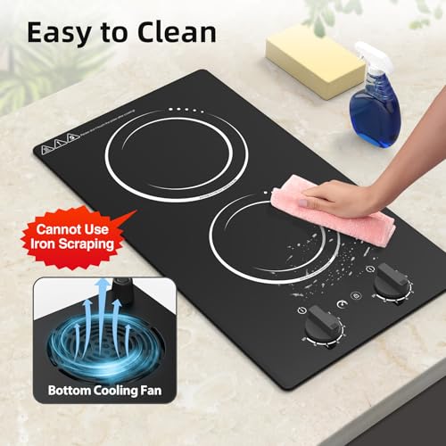 VBGK Double Induction Cooktop,110V 2300w 2 burnerinduction cooktop,2 burner Hot Plate Electric burner withLCD Touch Screen 9 Levels Settings Child Safety Lock &Timer - size: Double Induction Cooktop