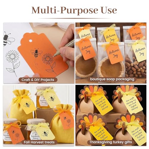 SallyFashion 100PCS Yellow Orange Gift Tags with Organza Ribbons - color: Yellow Orange