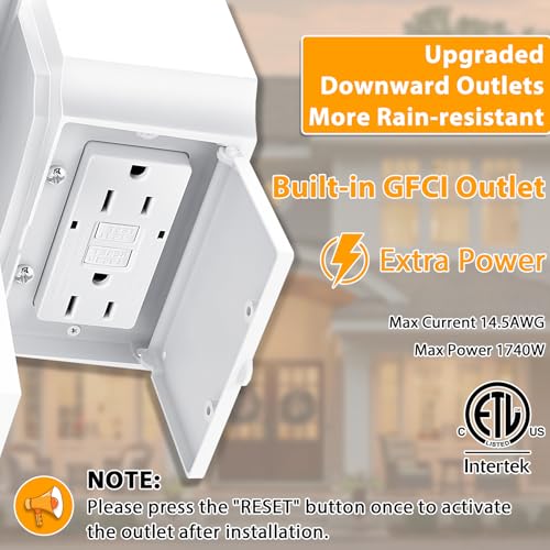 Motion Sensor Porch Light with GFCI Outlet, 2 Pack Outdoor Lights - color: White, size: 2-Pack-Motion Sensor
