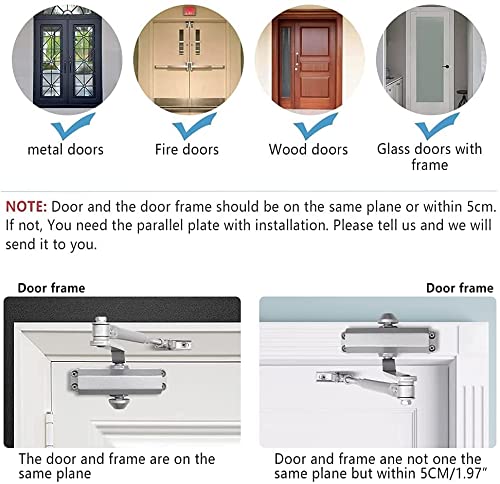 Marie Automatic Door Closer,Size 2 Adjustable Closing Speed Door Closer for 55-99lbs Residential and Commercial Light Doors - color: White, size: Size 2