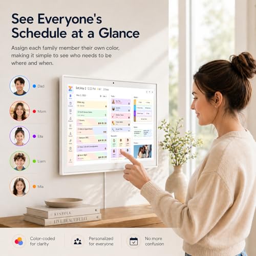 Beinhome 15.6" Smart Digital Calendar No Subscription, Touch Screen Electronic Wall Planner with Interactive Kids Chores Chart & Rewards, Photo Display, Full HD Family Schedule Organizer