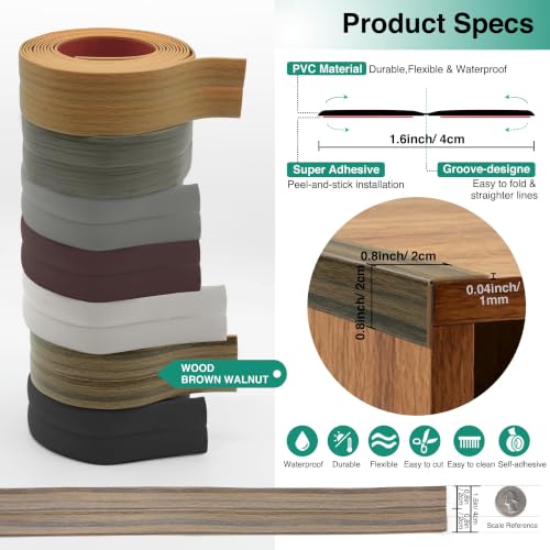 Flexible Wall Corner Protector, Peel and Stick Corner Trim Molding - color: Wood Brown Walnut, size: 1.6 in x 10ft