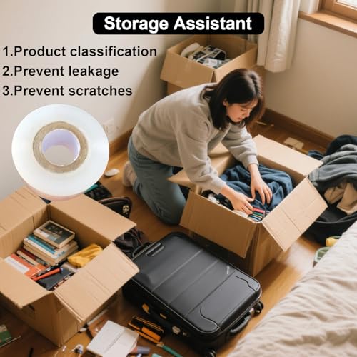 4 Pcs Mini Stretch Wrap Film, 1.57" x 656 FT Hand Stretch Wrap Roll, Mini Clear Unheated Shrink Wrap for Securing Small Bottles Jars Cans Tin Seal Packing & Gift Wrap Rolls