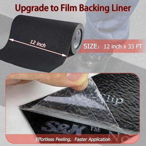 S&X Anti Slip Tape 12in x 33ft Grip Tape for Stairs & Floors, Black - size: 12 inches x 33 feet