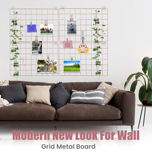 CIKLCIX Wire Wall Grid Panel Set of 2, Photo Display Board & Memo Board - color: Rose Gold, size: 2 Pack