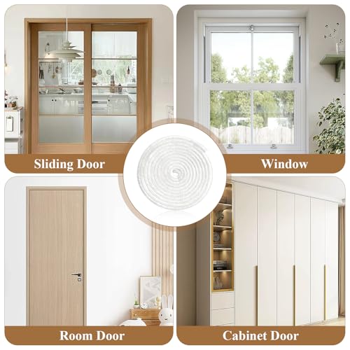 Supkiir 65.6Ft Brush Weather Stripping, 0.4" WideX0.6 Thick Door Seal Brush, Self Adhesive Window Insulation Seal White Weatherstrip Brush for Soundproofing Dust-Proof Waterproof Windproof