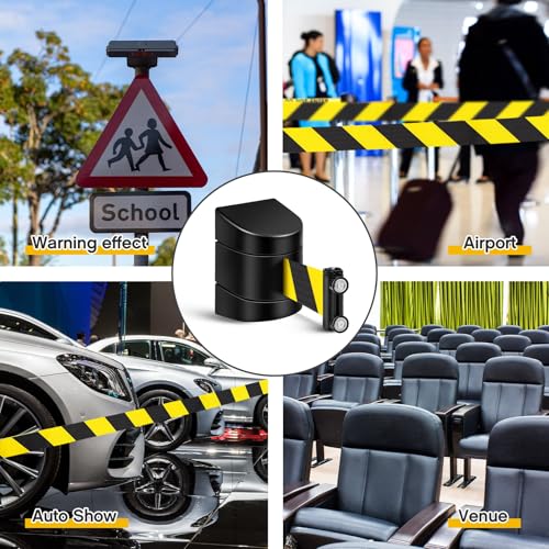 Landical 6 Pack 16.4 ft Magnetic Wall Mount Retractable Belt Magnetic Crowd Control Safety Retractable Wall Barrier with ABS Case, Safety Barrier for Grocery Retail Store (Yellow Black Rope) - color: Yellow Black Rope