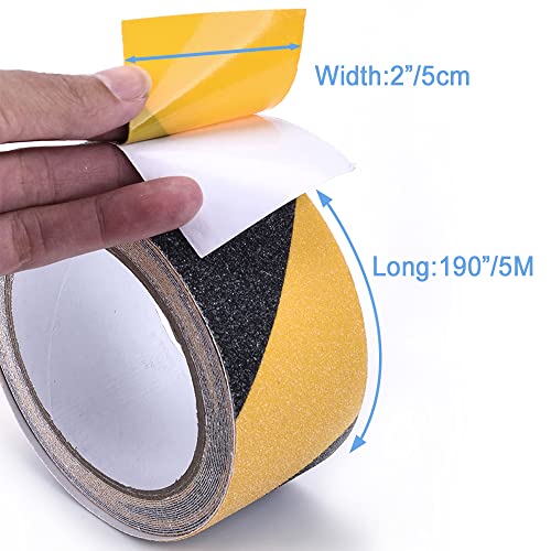 Yorwe Anti Slip Tape Stairs & Ramps, Traction Grip(2" x 190", Black/Yellow) - color: Black / Yellow, size: 2" Width x 190" Long