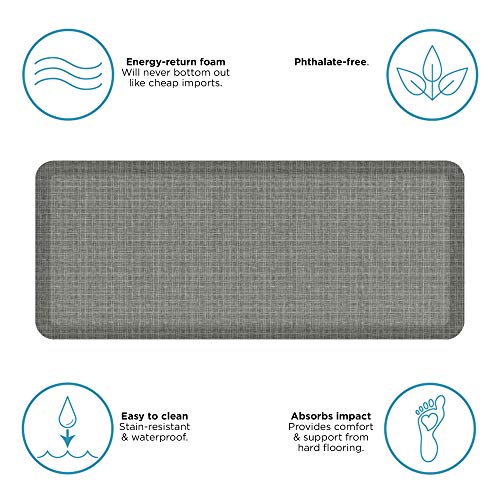 NewLife by GelPro Ergo-Foam Cushioned Anti-Fatigue Standing Kitchen Floor Mat, Padded Stain-Resistant, Waterproof, Non-Slip Comfort Padded Desk/Office Mat - 20" x 48", Tweed Grey Goose - color: Tweed Grey Goose, size: 48"L x 20"W x 0.8"Th