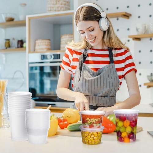 Deli Containers with Lids 48 Sets- Disposable Soup Containers with Lids 16oz, 32oz - Food Containers with Leakproof, BPA Free/Microwave/Freezer/Dishwasher Safe - size: 16/32oz-48pc