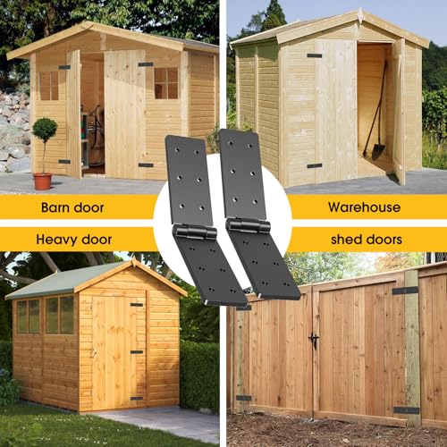 Fence Gate Hinge Heavy Duty 4Pack,270 Degree Barn Door Hardware Kit for Gates,Double Layer Design,Adjustable Outdoor Black Folding & Butt Iron Hinge for Wood Doors/Farm/Backyard