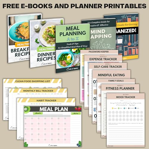 Life & Apples Weekly Meal Planner Notebook with Grocery List, Rose Gold - color: Rose Gold