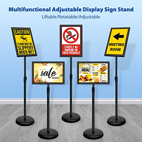 6Packs 11x17 Inch Adjustable Pedestal Poster Sign Stand, Heavy Duty Floor Standing Sign Holder Stand Aluminum Snap Open Frame for Vertical and Horizontal View Sign Displayed(Black) (Pack of 2) - color: Black, size: 11 x 17 inches (12 Pack)