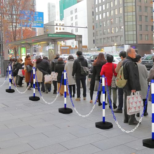 Amylove 9 Packs Traffic Delineator Post Cone with Base, Traffic Cones Safety Cones Caution Cones Plastic Stanchion Chain Safety Barriers with 6.6 Feet Link Chain and S Hooks for Parking Lot (Blue) - size: Blue