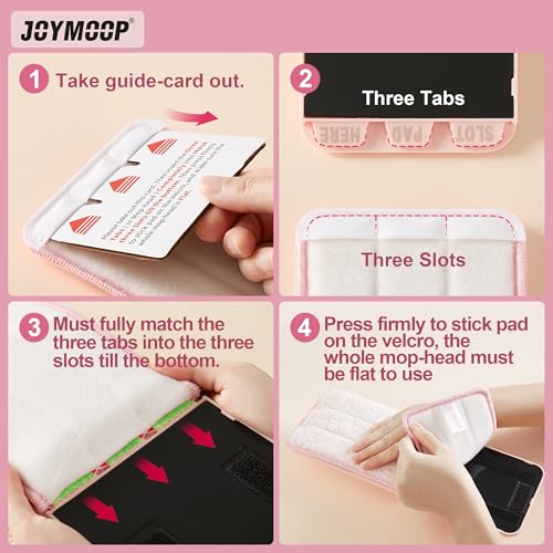 JOYMOOP Flat Mop, Microfiber Cleaning Pad for Floor Cleaning, 60" Long Handle with Flexible Mop Head, Pink - color: M