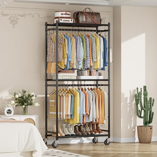 Simple Trending Clothes Rack, Clothing Rack, Portable Closet, Black - size: 12.1"D x 33.1"W x 78"H