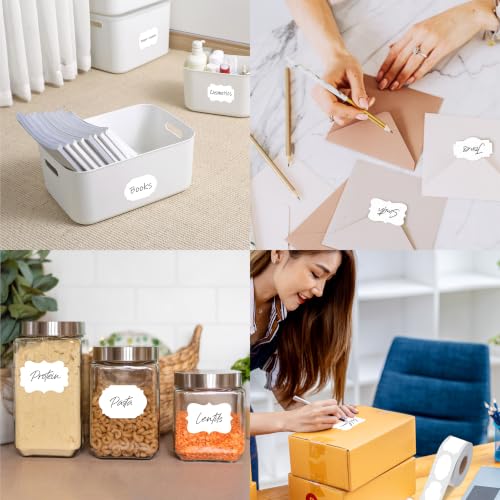 Removable Blank Sticker 6-Shape Labels, 600 PCS, 2 Rolls - color: White(water/Oil), size: 1.2” x 2”