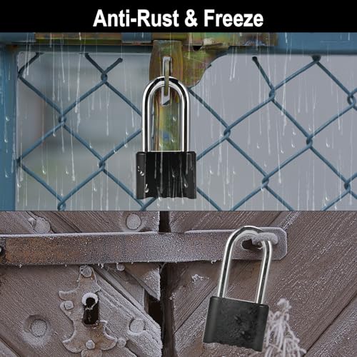 Faburo 2pcs Combination Lock, Heavy Duty Combo Lock, Combination Padlock - color: 2pcs-Long-Black