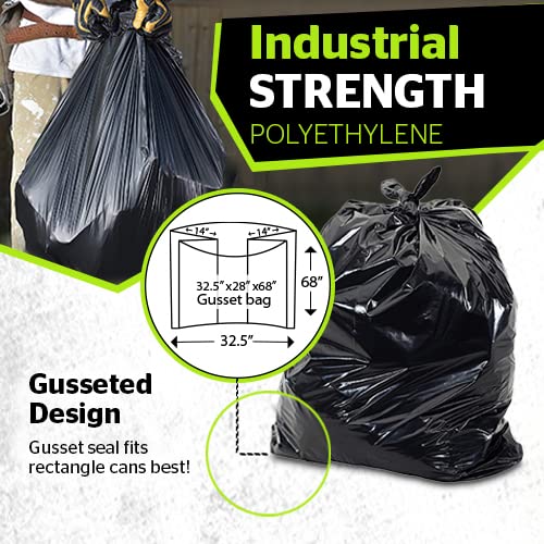 Aluf Plastics 95-96 Gallon Heavy Duty Black Garbage Bags - 50 Count