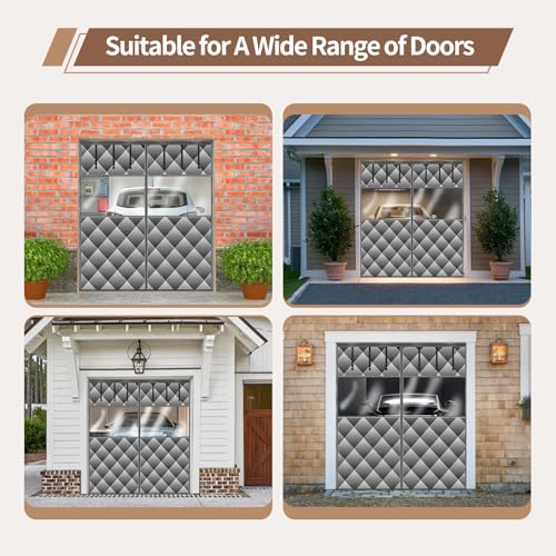 Magnetic Thermal Insulated Door Curtain with Detachable Visible Windows, Thicken Polyester Fiberfill & Durable Oxford Fabric, Hands Free Windproof Door Screen, Fit Doors Size Up to 8 x 7 FT, Grey - size: Fit Doors Size Up to 8 x 7 FT