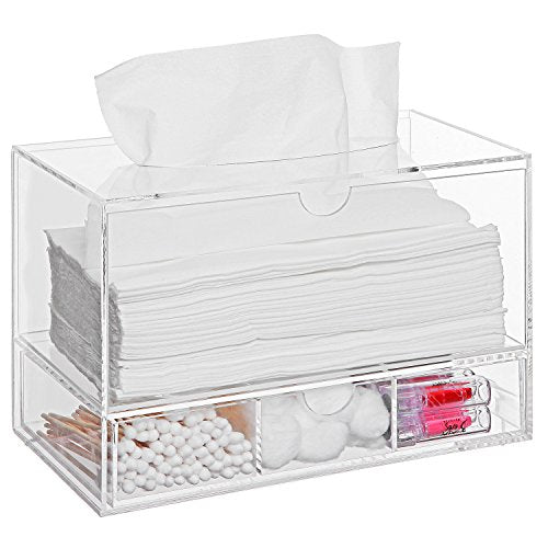MyGift Clear Acrylic Tissue Dispenser Holder with Drawer Vanity Caddy - color: Clear