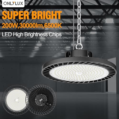 ONLYLUX 4Pack LED High Bay Light 200W (800W MH/HPS Eqv.) 30000LM 6000K - size: 4 Pack
