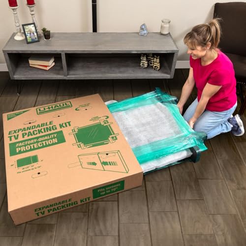U-Haul Heavy-Duty Expandable TV Moving Box Adjustable Fit for Flat-Screen TVs (32"70") Double-Wall Cardboard Includes 1 Box with 4 Foam Protection Pieces