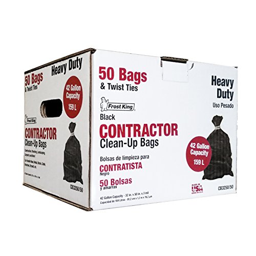 Frost King CB3250/50 Boxed Heavy Duty Contractor Clean, 32" x 50" x 3 mil, 32x50x3 Inch (Pack of 50), 50 Bags, Black - size: 1 Count (Pack of 1), style: Bags