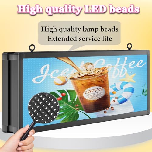 P10 39"x14" Double-Sides LED Advertising Sign Outdoor Digital Billboard with High Brightness, WiFi Programmable for Stores, HD Image/Text Display, Weatherproof & Energy Efficient - size: 39''x14''