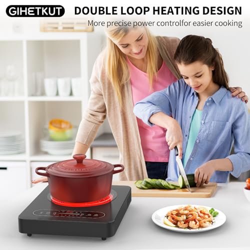 GIHETKUT Single Burner Electric Cooktop,110V 1800W Electric Stove Top with LED Touch Control,10 Power Levels, Timer, Safety Lock,Portable cooktop - size: Single Burner Electric Cooktop