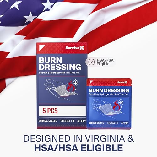 SurviveX Hydrogel Burn Dressings - First Aid Burn Care Pads, 5-Pack - style: 5 PCS