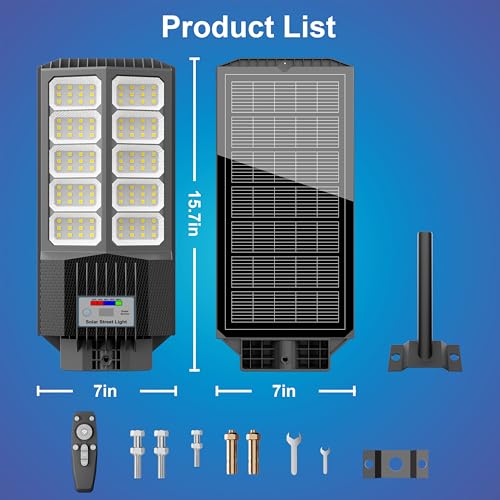 Solar Street Lights Outdoor Waterproof 6500W Solar Flood Lights Dusk to Down with Motion Sensor for Parking Lot, Outdoor Street Light Solar Powered 7000K for Yard Patio and Walkway - size: L-4PCs