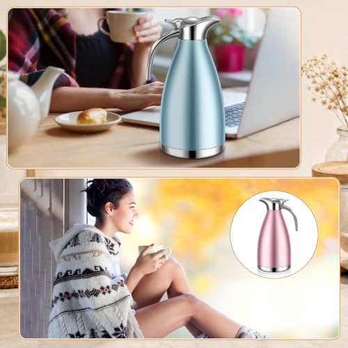Uiifan 2 Pcs 68oz Thermal Coffee Carafe,Khaki Blue, Pink - color: Khaki Blue, Pink