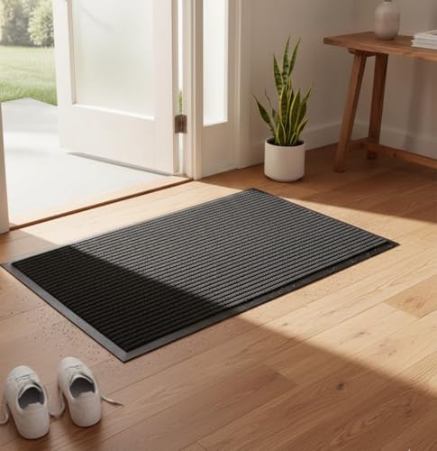 SRDDQLC Door Floor Mat Commercial Grade Large Size Heavy Duty Tough Entry Collection Slip Skid Entrance Mat with Rubber Backing Low Profile and Easy to Clean Indoor Outdoor Rug,2x6FT,Black - size: 2' x 6' (Rectangular)