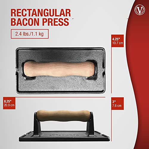 Victoria Cast Iron Panini Press, Burger Press, Bacon Press, Grill Press, Seasoned with 100% Kosher Certified Non-GMO Flaxseed Oil, Model Number: GAD-025 - color: Regular Press