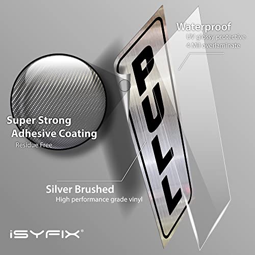 iSYFIX Push Pull Stickers Sign, 2x5 Inch, Black/Brushed Silver, 2 Pack - color: Black / Brushed Silver, size: Vertical 2x5
