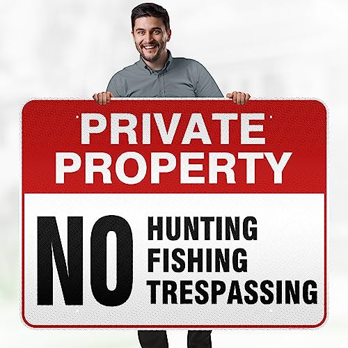 Private Property No Fishing No Hunting No Trespassing Sign, 36x48 Inches, - size: 36x48 - DiBound Reflective