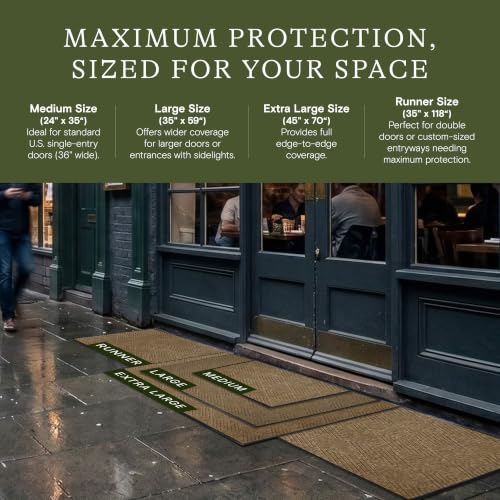 WaterHog Max Diamonds Front Door Mat Indoor Outdoor Entrance, All-Weather - color: Khaki, size: Runner 35"x118" (3’x10’)