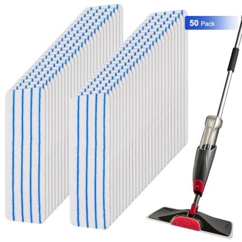 Replacement Disposable Mop Pad for Rubbermaid Reveal Spray Mop - 30 Pack Wet & Dry Floor Cleaning Refills Fit for Any Reveal Flat Cleaning System 16.5" (50 Pack) - color: 16.5 Inch-50pack-blue&white-disposable