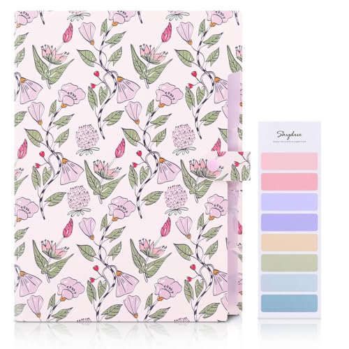 SKYDUE Accordion File Organizer, Floral Expanding File Folders with 5 Pockets, Cute Document Organizer for Paper Bills Receipt Storage, School Office & Hospital Supplies Letter/A4 Size Light Purple - color: Lightpurple
